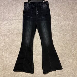 Flying Monkey Jeans Womens Size 5 High Rise Super Flare Button Fly Denim Black